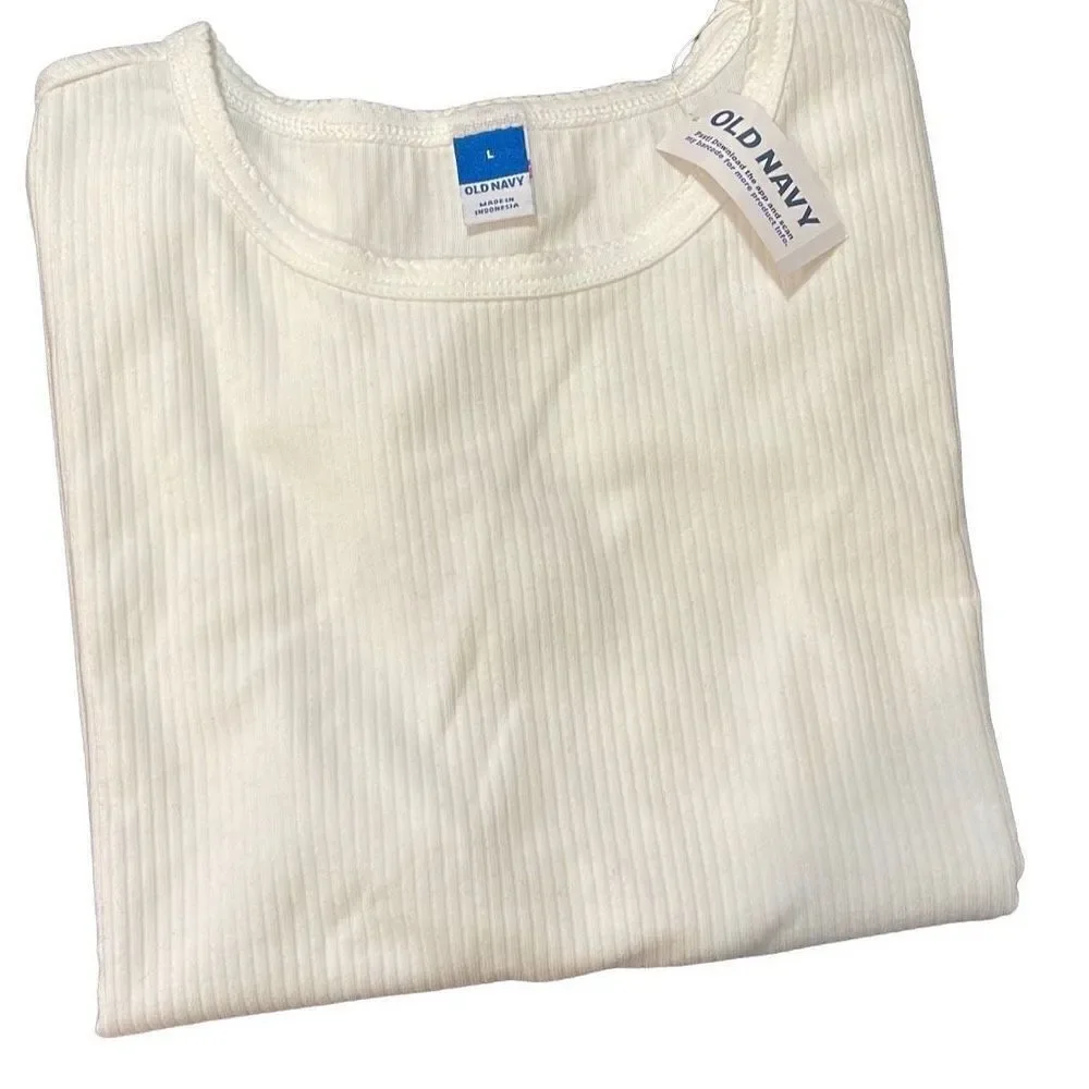 Old‎ Navy Short Sleeve Ribbed Top. Size Large White NWT